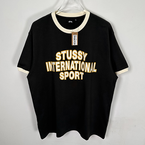 STUSSY SS25 HEAVY JERSEY CREW コントラストカラーのTシャツ