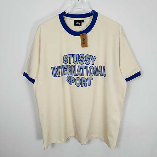 STUSSY SS25 HEAVY JERSEY CREW コントラストカラーのTシャツ