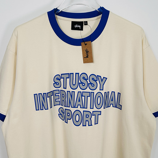 STUSSY SS25 HEAVY JERSEY CREW コントラストカラーのTシャツ