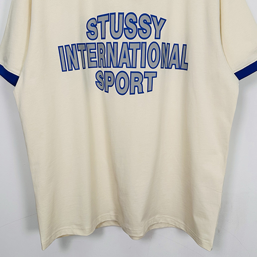 STUSSY SS25 HEAVY JERSEY CREW コントラストカラーのTシャツ