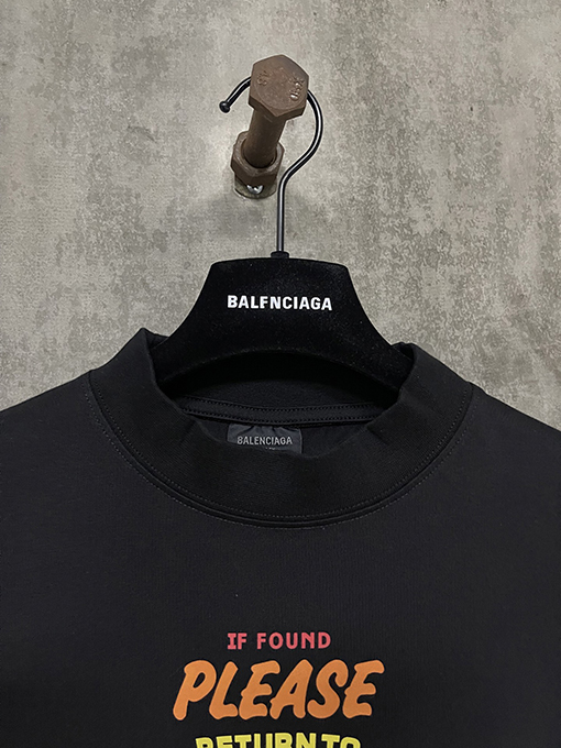 バレンシアガ25ss立体発泡ゴムプリント半袖Tシャツ