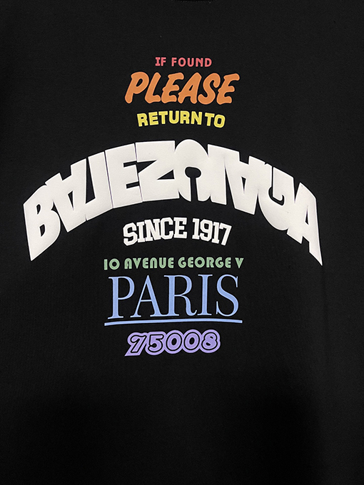 バレンシアガ25ss立体発泡ゴムプリント半袖Tシャツ