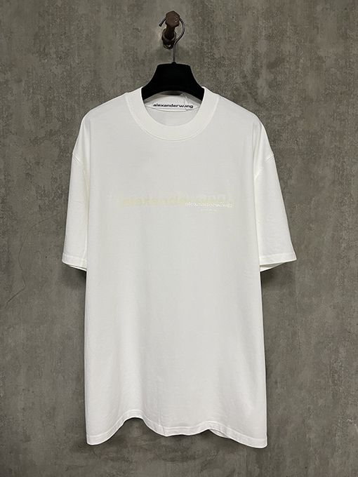 アレキサンダーワン25ssロゴオーバーレイプリントラウンドネック半袖Tシャツ