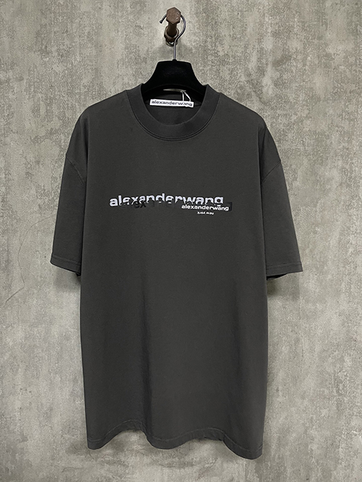 アレキサンダーワン25ssロゴオーバーレイプリントラウンドネック半袖Tシャツ