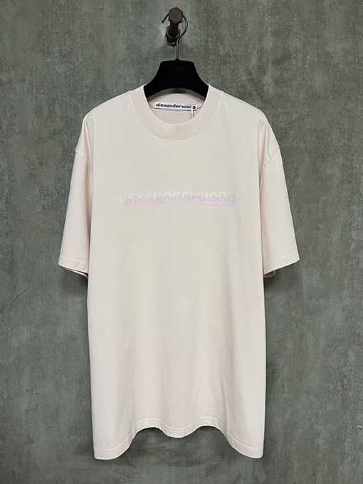 アレキサンダーワン25ssロゴオーバーレイプリントラウンドネック半袖Tシャツ