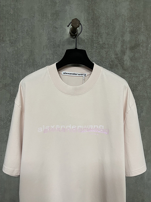 アレキサンダーワン25ssロゴオーバーレイプリントラウンドネック半袖Tシャツ