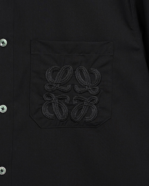 ロエベ胸ポケット立体ロゴ刺繍ロゴ文字長袖シャツ