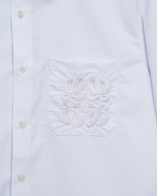 ロエベ胸ポケット立体ロゴ刺繍ロゴ文字長袖シャツ