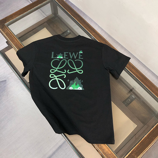 ロエベ 新しい前後ロゴロゴプリント半袖Tシャツ