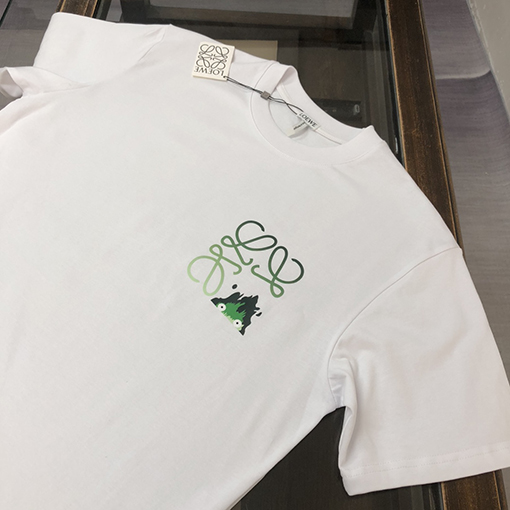 ロエベ 新しい前後ロゴロゴプリント半袖Tシャツ