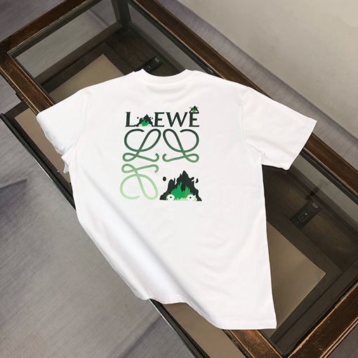 ロエベ 新しい前後ロゴロゴプリント半袖Tシャツ