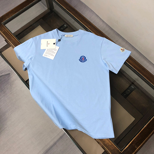 モンクレール 新しいロゴ刺繍ラウンドネック半袖Tシャツ