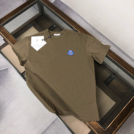 モンクレール 新しいロゴ刺繍ラウンドネック半袖Tシャツ