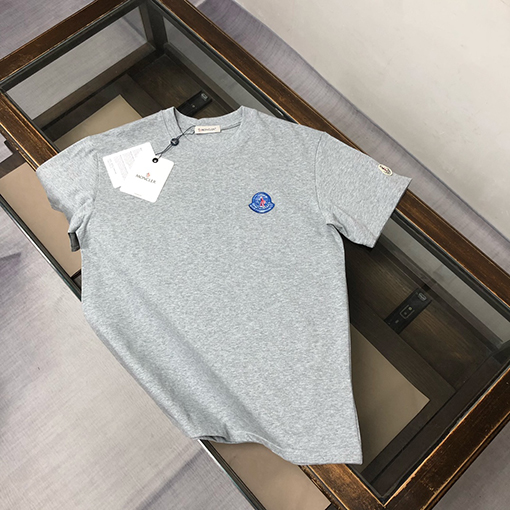 モンクレール 新しいロゴ刺繍ラウンドネック半袖Tシャツ