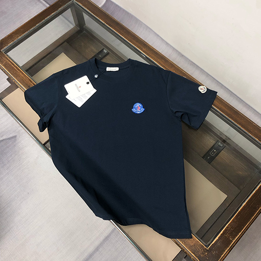 モンクレール 新しいロゴ刺繍ラウンドネック半袖Tシャツ