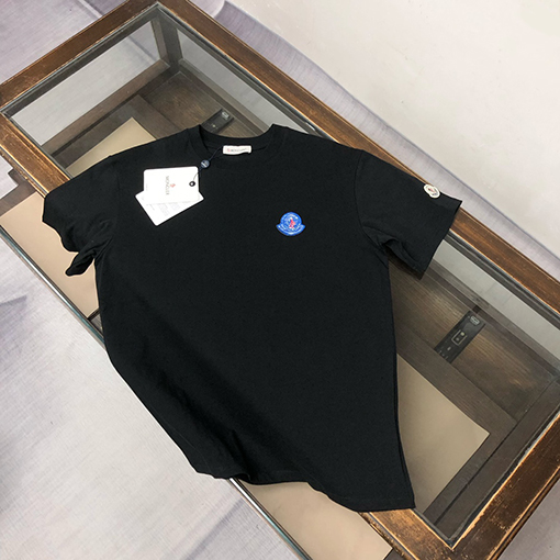 モンクレール 新しいロゴ刺繍ラウンドネック半袖Tシャツ