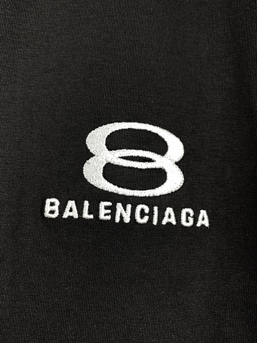 バレンシアガ ダブルリング文字刺繍ラウンドネック半袖Tシャツ
