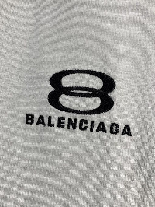 バレンシアガ ダブルリング文字刺繍ラウンドネック半袖Tシャツ