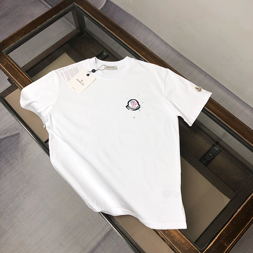 モンクレールコピー 前後のユニークなパターンプリント文字ロゴ半袖Tシャツ