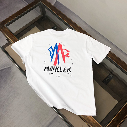 モンクレールコピー 前後のユニークなパターンプリント文字ロゴ半袖Tシャツ