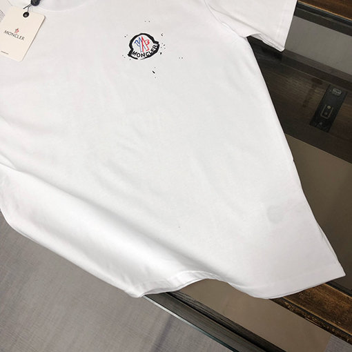 モンクレールコピー 前後のユニークなパターンプリント文字ロゴ半袖Tシャツ