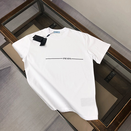 プラダ 胸のプリントロゴ半袖Tシャツ