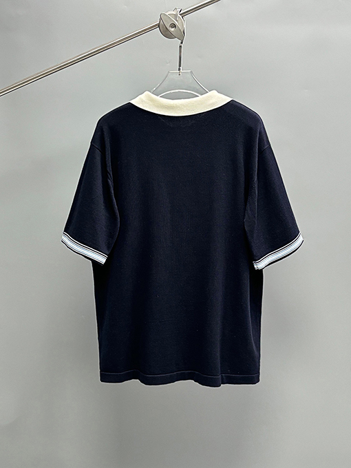 ディオール 刺繍スズランラペルニット半袖Tシャツ