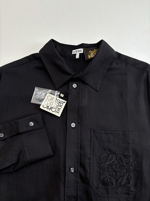 ロエベコピー 新しい刺繍リネン長袖シャツ
