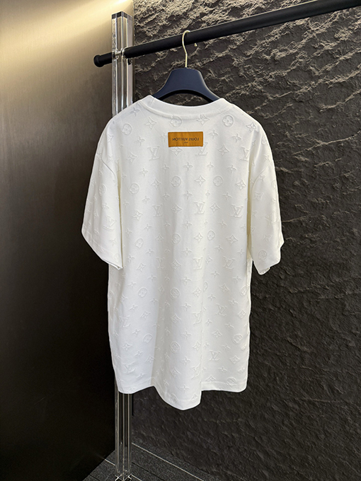 ルイヴィトン 新しいレーザー焼き花磨かれた半袖Tシャツ