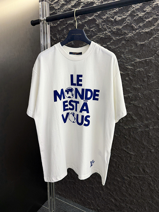 ルイヴィトン 新しい地球シリーズの植毛プリント半袖Tシャツ