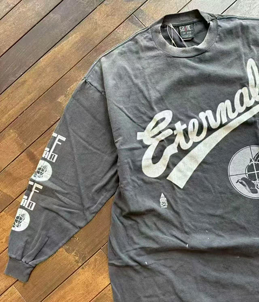 セント マイケル コラボレーションモデル水洗い古い破壊長袖Tシャツ