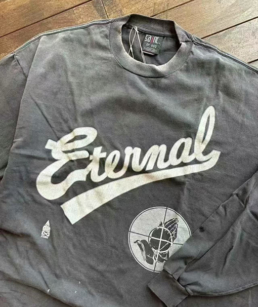 セント マイケル コラボレーションモデル水洗い古い破壊長袖Tシャツ