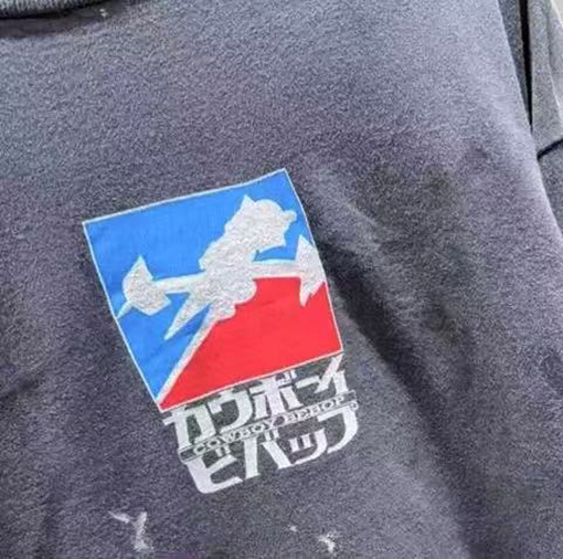 セント マイケル デニムウォッシュ破壊長袖Tシャツ