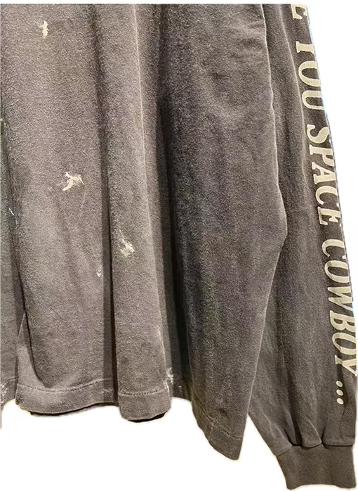 セント マイケル デニムウォッシュ破壊長袖Tシャツ
