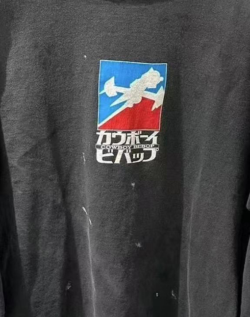 セント マイケル デニムウォッシュ破壊長袖Tシャツ