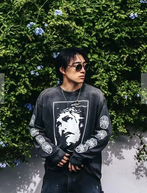 セント マイケル 長袖ウォッシュ古いTシャツ