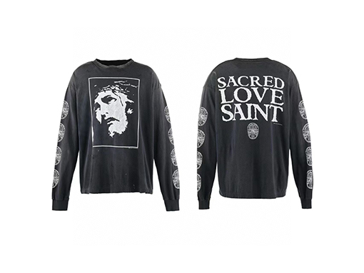 セント マイケル 長袖ウォッシュ古いTシャツ