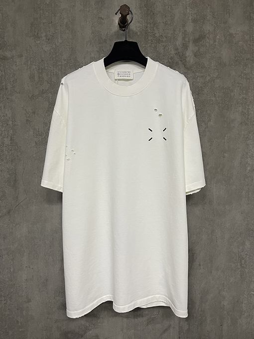 マルタンマルジェラ 新しい前後4点刺繍穴重いポンド半袖Tシャツ