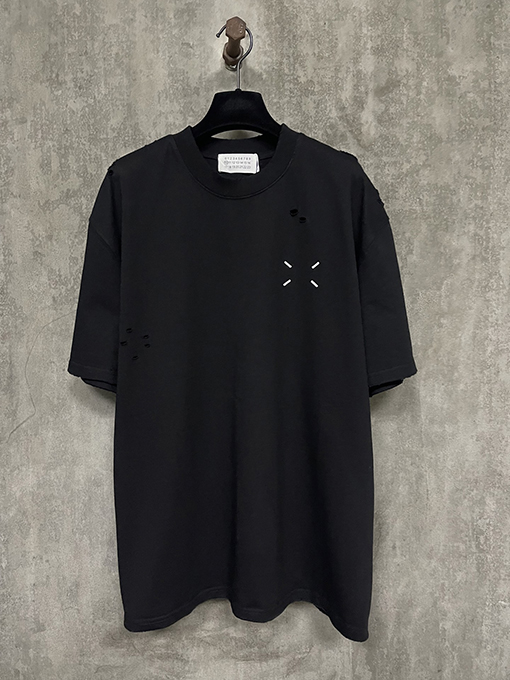 マルタンマルジェラ 新しい前後4点刺繍穴重いポンド半袖Tシャツ