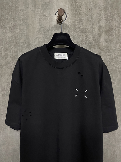マルタンマルジェラ 新しい前後4点刺繍穴重いポンド半袖Tシャツ