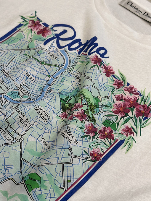 ディオールコピー レディース souvenir プリント半袖Tシャツ