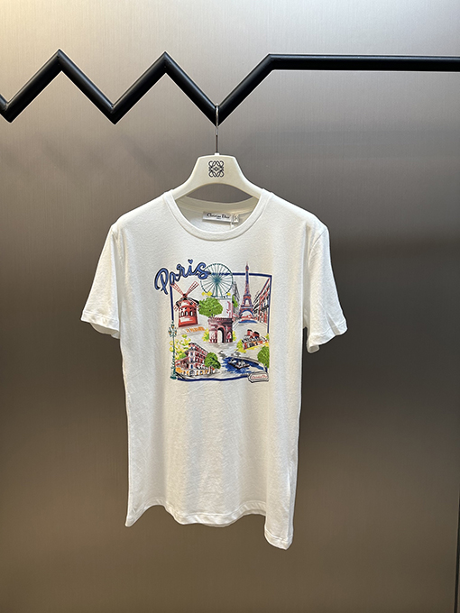 ディオール レディース souvenir ファッションプリント半袖Tシャツ