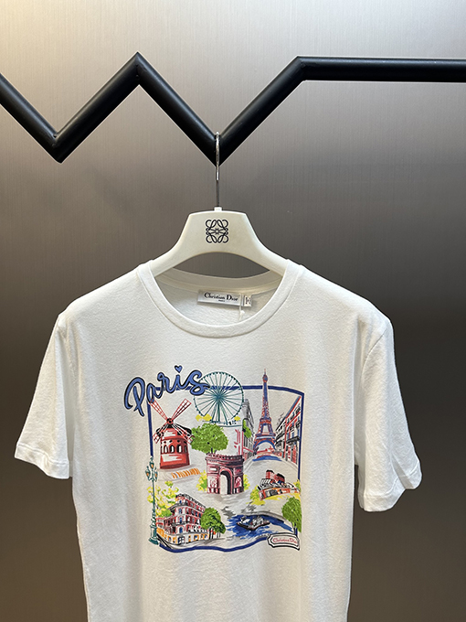 ディオール レディース souvenir ファッションプリント半袖Tシャツ