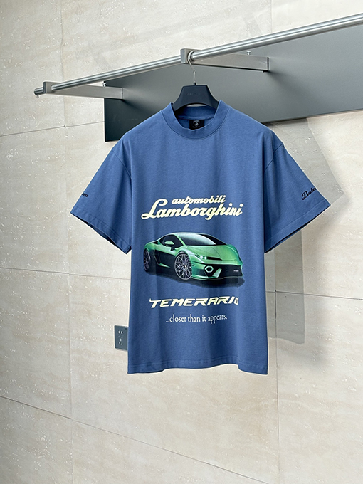 バレンシアガスーパーコピー ランボルギーニスポーツカーロゴ直噴プリント半袖Tシャツ