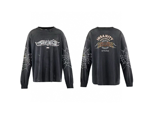 セント マイケル 新しい水洗い破壊長袖Tシャツ