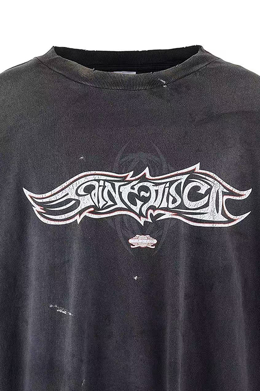 セント マイケル 新しい水洗い破壊長袖Tシャツ