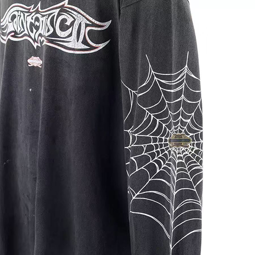 セント マイケル 新しい水洗い破壊長袖Tシャツ