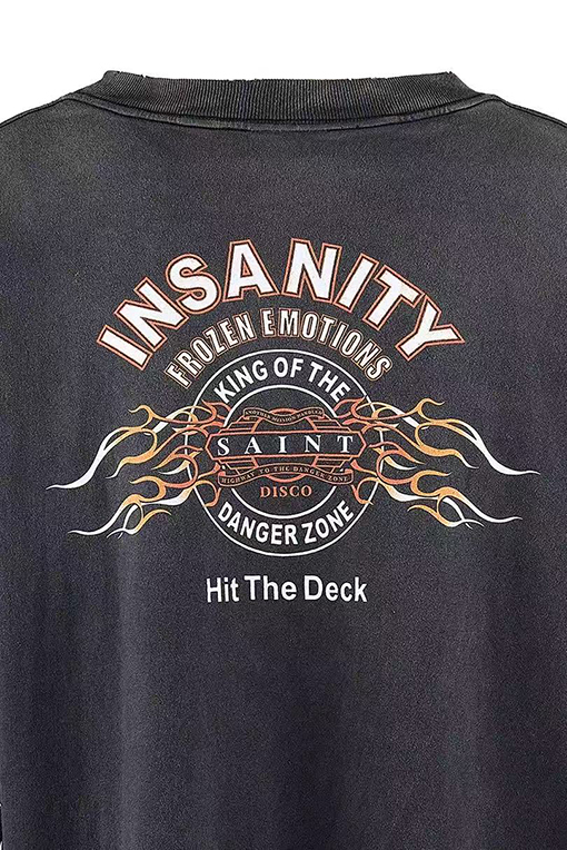 セント マイケル 新しい水洗い破壊長袖Tシャツ