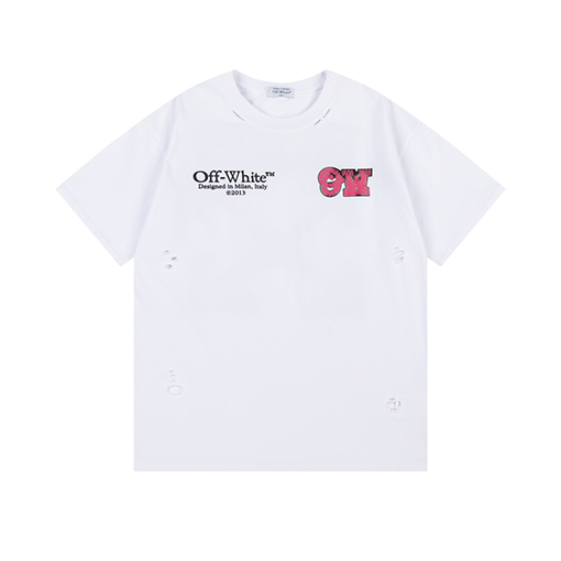 オフホワイト スタイリッシュなルーズバージョンの半袖Tシャツ