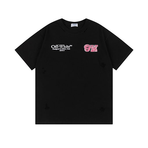 オフホワイト スタイリッシュなルーズバージョンの半袖Tシャツ